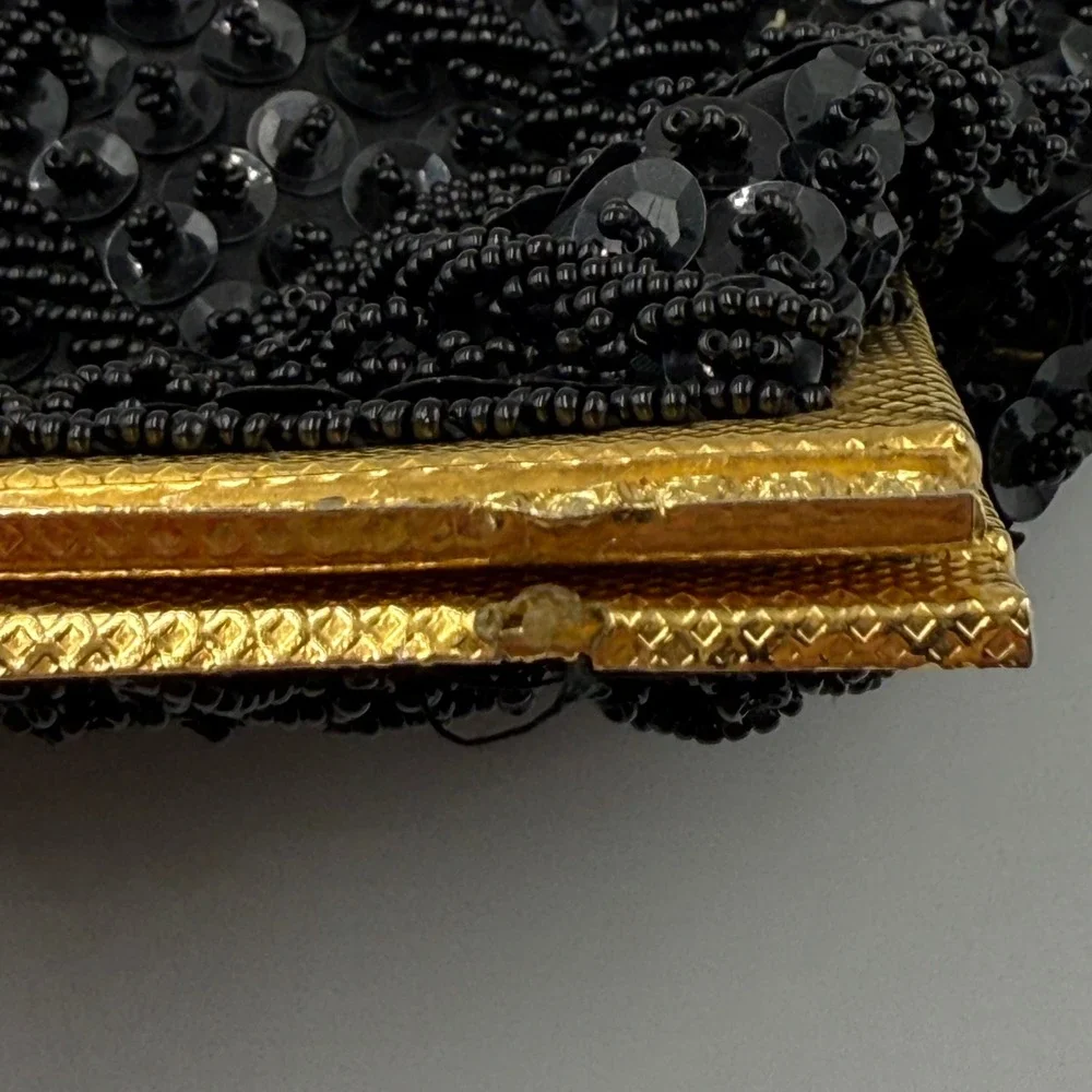 Vintage Beaded Sequin Evening Bag Clutch Hand Made in Hong Kong Unique‎
